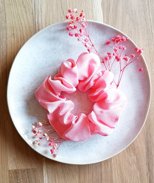 gumki do włosów Scrunchie gumka do włosów Marshmallow jedwabna na prezent pudrowy róż S,M,L