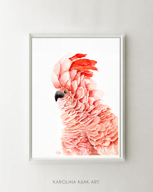 Papuga kakadu- plakat autorski Karolina Kijak