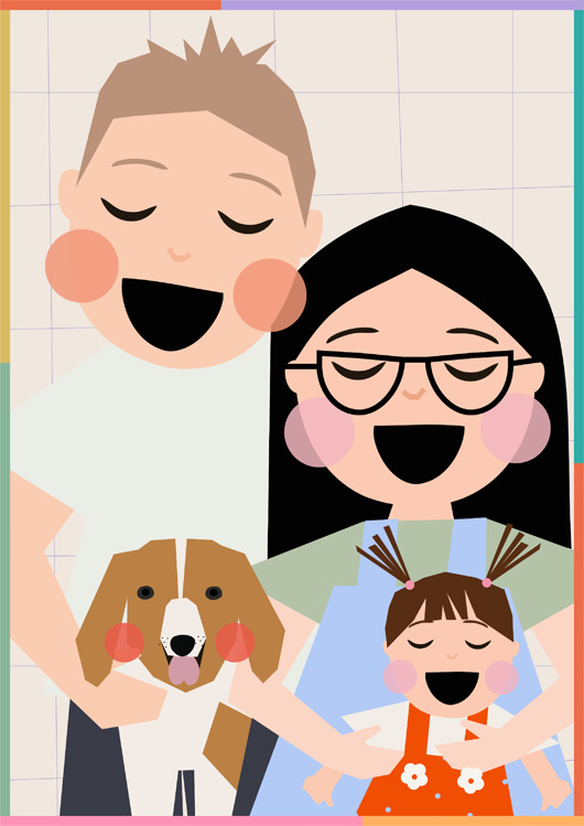 grafiki i ilustracje Portret  Szczęśliwe buzie Rodzina