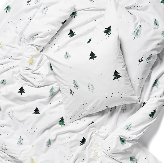 Dwustronna pościel "Choinki"  White pocket