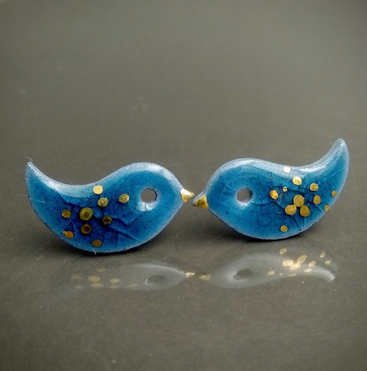 kolczyki ceramiczne Ptaszki /stal chirurgiczna/