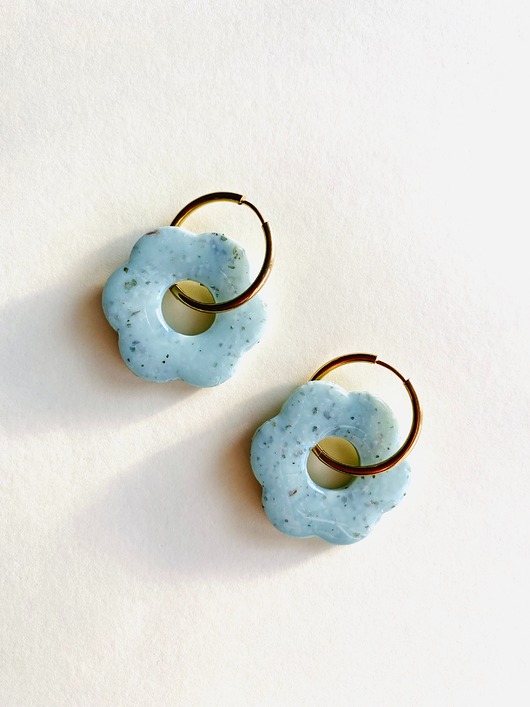 kolczyki z masy plastycznej Miętowe kolczyki kwiatki PEPPERMINT