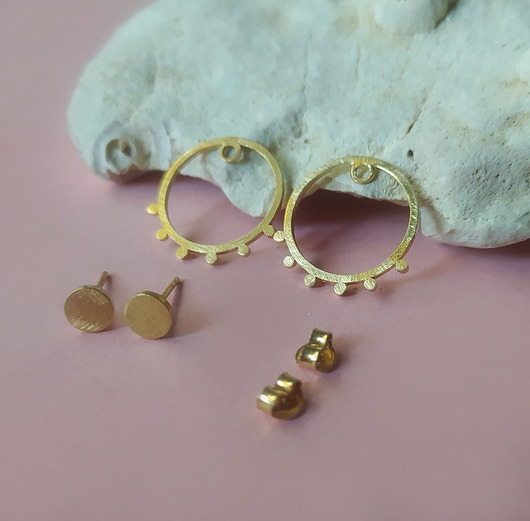 kolczyki pozłacane Kolczyki DOTS, srebro 925 pokryte 24K złotem