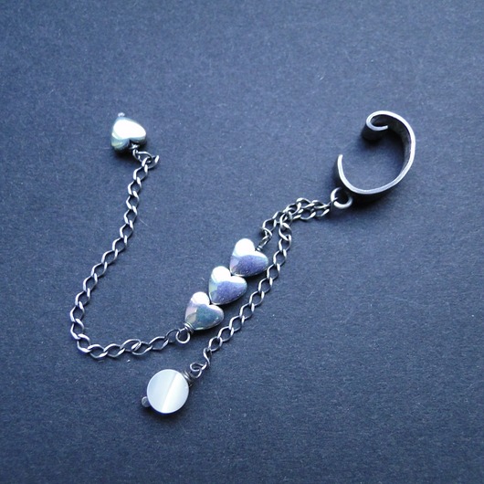 kolczyki srebrne Nausznica Heart