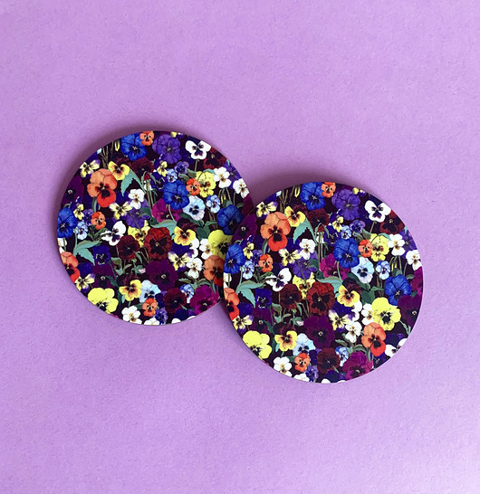 podkładki do kuchni Podkładki pod kubek- Bratki - Pansy Garden- Ilustracje