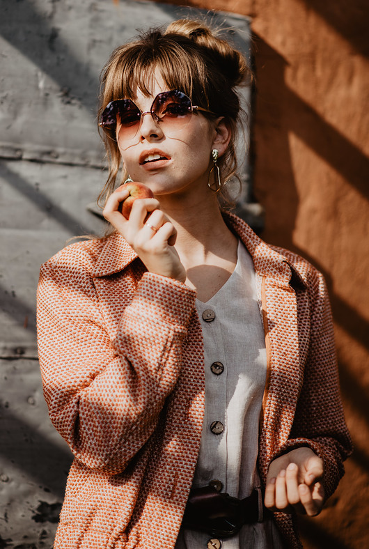 Bawełniana krótka kurtka,RETRO ORANGE Yanowska