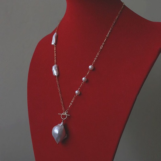 naszyjniki - inne Złoty choker perły barokowe AAA+