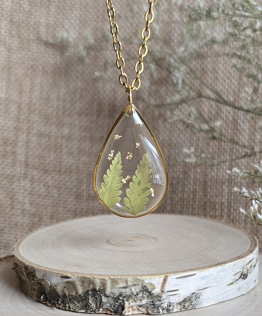 wisiory Wieczny kwiat paproć z paprocią z żywicy wisiorek