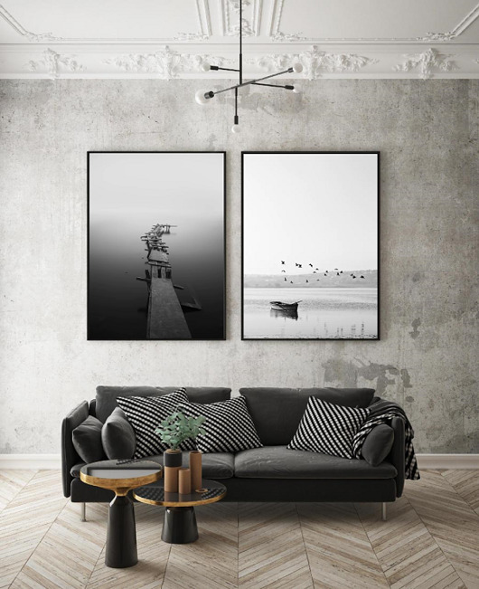 plakaty DWA PLAKATY czarno białe fotografie