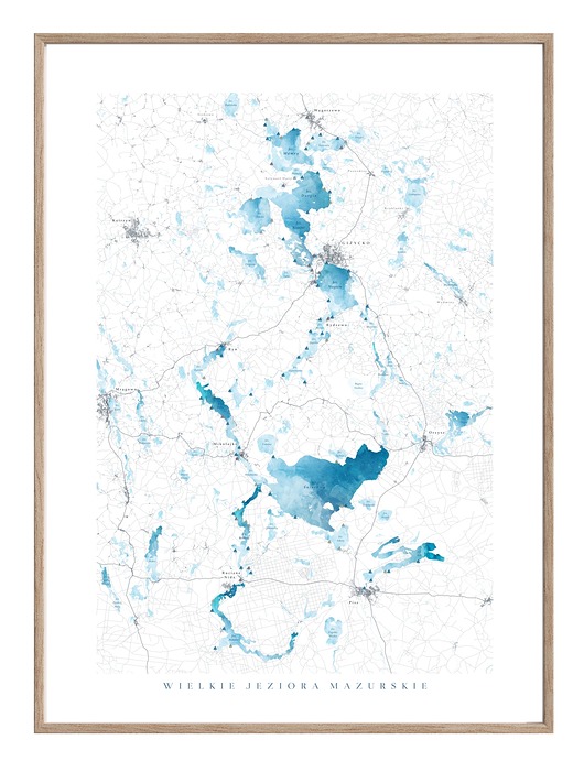 plakaty MAZURY Wielkie Jeziora Mazurskie  mapa plakat (porty, mariny)
