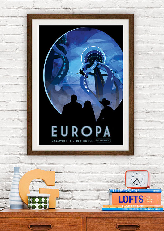 plakaty Europa, księżyc Jowisza - plakat NASA fine art
