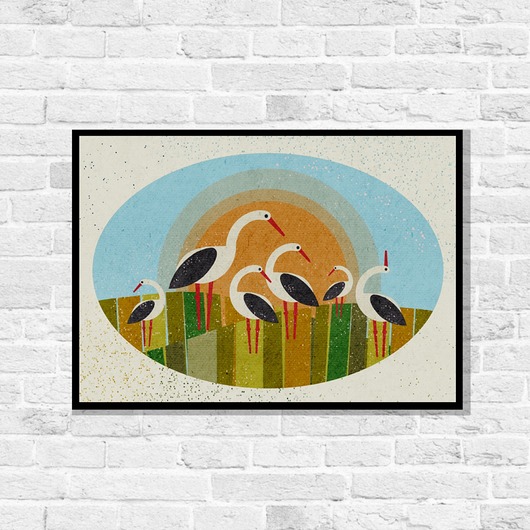 plakaty Plakat Fine Art giclee BOCIANI SEJMIK