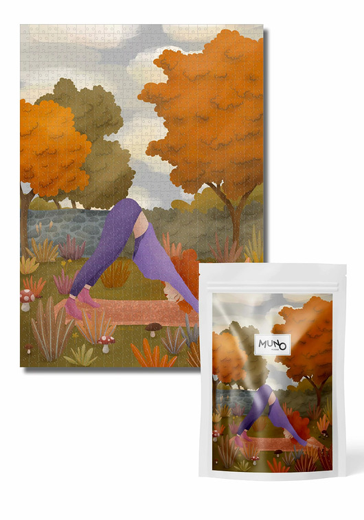 puzzle dla dzieci Puzzle 1000 "Jesienna Joga" by Ludka Umiastowska w papierowym woreczku