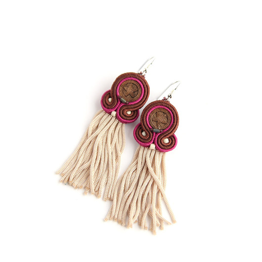 kolczyki soutache Meya S - kolczyki etno, srebro