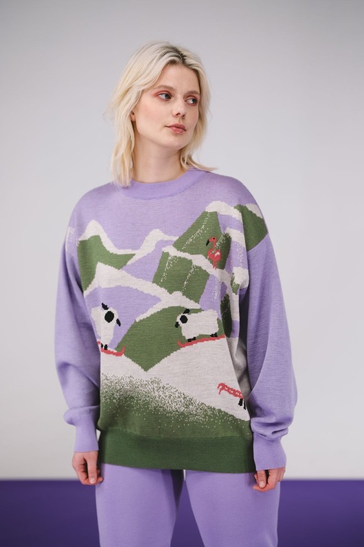 swetry damskie  Sweter - Opowieść o owcach 3 - fioletowy
