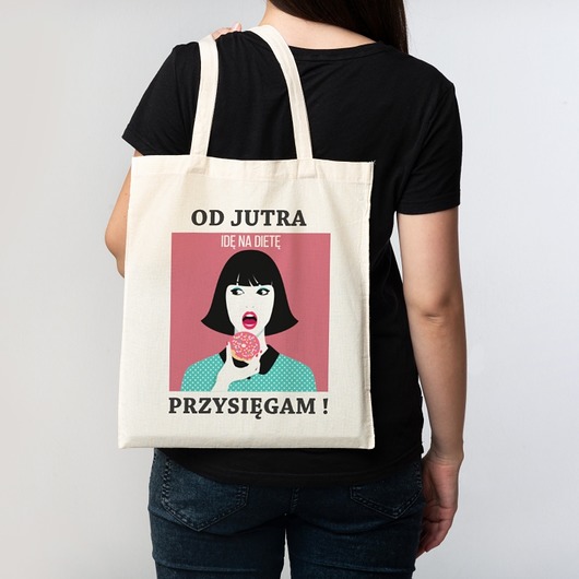 torby na zakupy Torba bawełniana "Od jutra idę na dietę, przysięgam!"