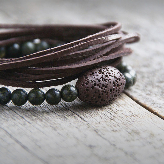 KOMPLET męskich bransoletek :: BROWN & GREEN kaktusia