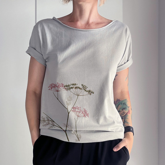 t-shirt damskie Botaniczna Cyna oversize