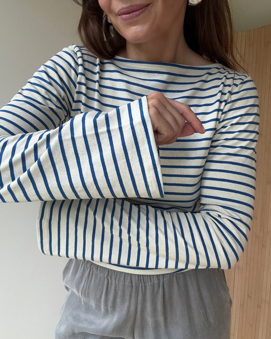 bluzki z długim rękawem damskie Longsleeve Sense blue stripes bawełna