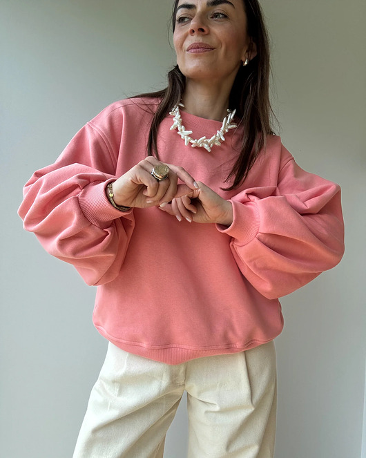 bluza bez kaptura damska Bluza Enjoyable coral