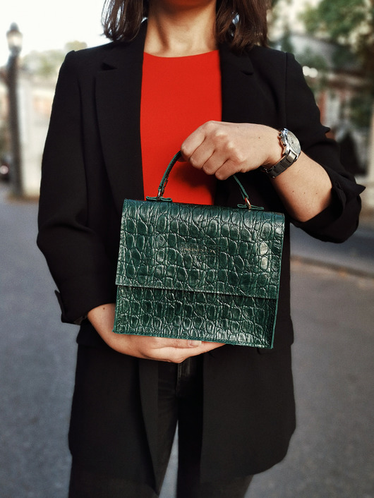 torby na ramię Kuferek Trunkette Dark Green / torebka