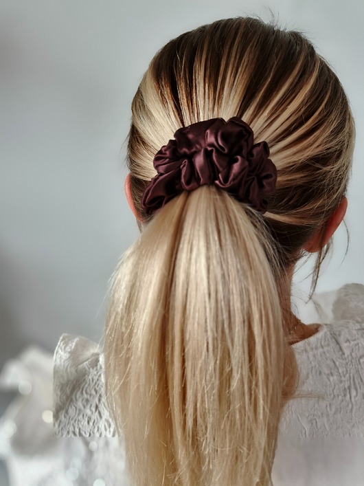 gumki do włosów Gumka jedwabna, scrunchie, frotka chocolate dream MIDI