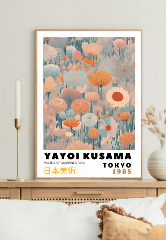 grafiki i ilustracje PLAKAT dekoracyjny pastelowe kwiaty Yayoi Kusama,  poster