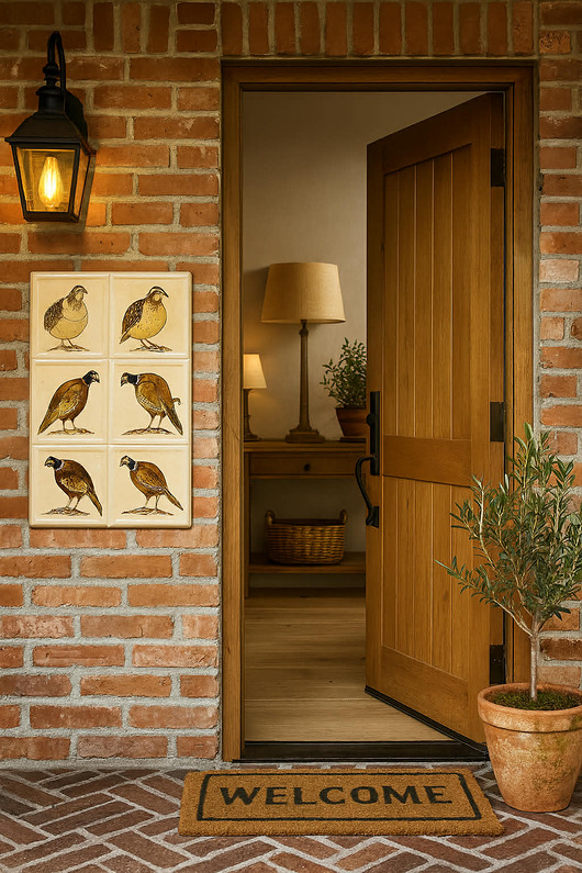 kafle i panele Ręcznie malowany kafel ceramiczny z bażantem, płytka ceramiczna