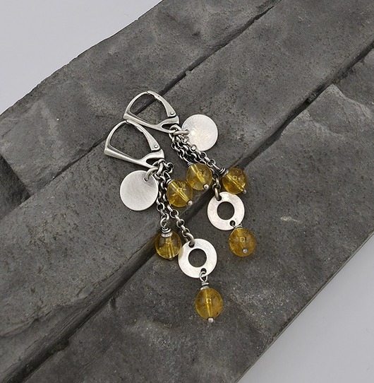 kolczyki z kamieniami Kolczyki Cytryn