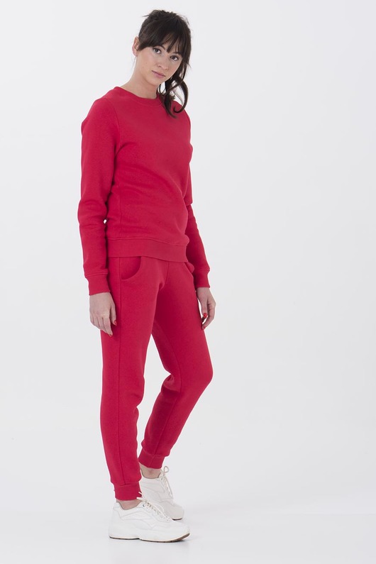 S01G CZERWONY CIEPŁY KOMPLET DRESOWY CREWNECK Ablush
