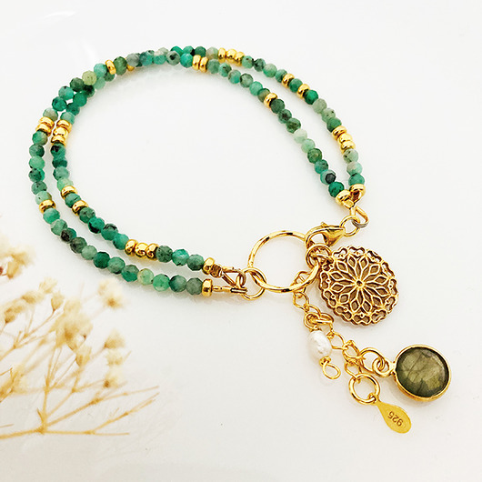 Bransoletka SZMARAGDY, kamienie naturalne Anemon Atelier