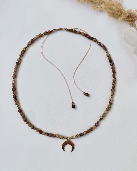 naszyjniki - inne Naszyjnik z Jaspisem Nature oraz Księżycem