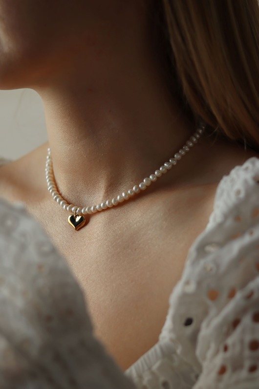 kolie Naszyjnik z Pereł, Naszyjnik z Sercem, Naszyjnik z Pereł Hodowanych