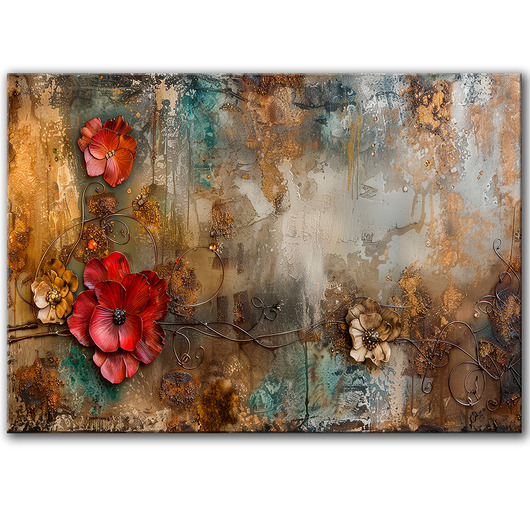 obrazy Obraz na płótnie - 100x70 cm - Kwiaty shabby chic (1-0732)