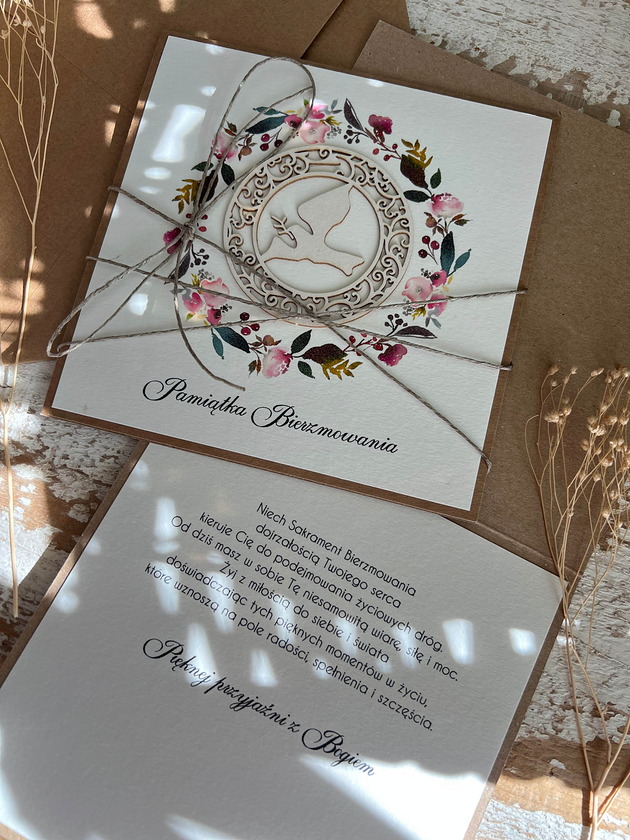 kartki scrapbooking Oryginalna pamiątka bierzmowania - kartka na bierzmowanie życzenia