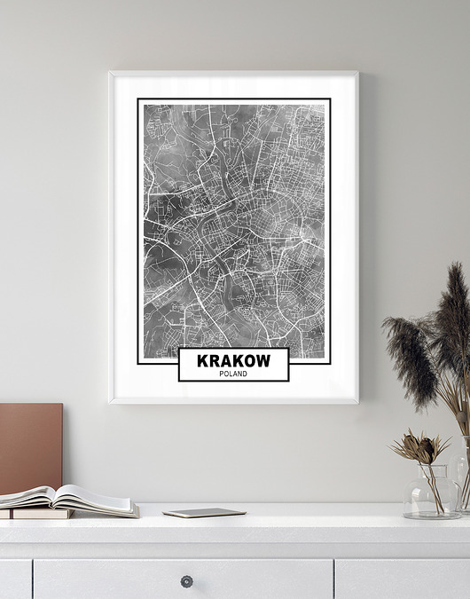 plakaty Kraków - plakat z planem miasta