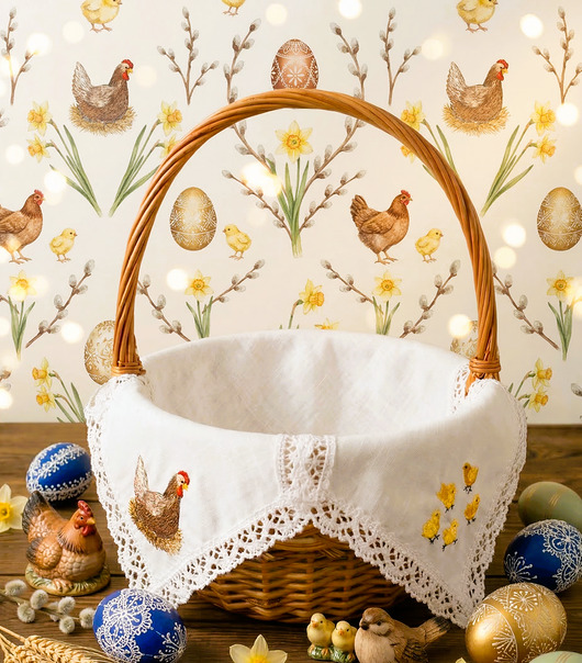 koszyki wielkanocne Serwetka do koszyczka UNIWERSALNA średnia KURA