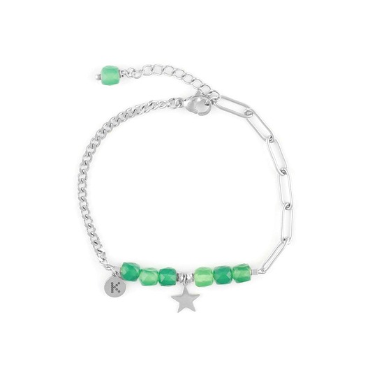 bransoletki z kamieni naturalnych Bestseller! Bransoletka zielony Onyks z gwiazdką Srebrna stal szlachetna