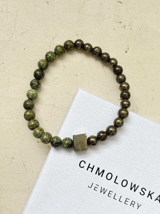biżuteria męska Bransoletka Męska Piryt i Serpentynit