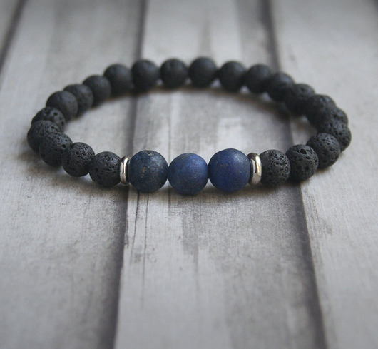biżuteria męska Męska bransoletka :: LAPIS LAZULI & LAWA II