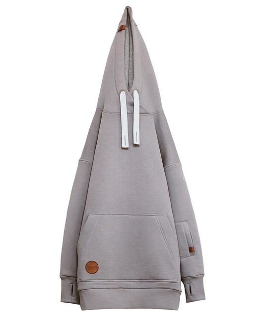 bluza z kapturem damska Bardzo ciepła bluza CHOKA LAZY KANGAROO GREY oversize