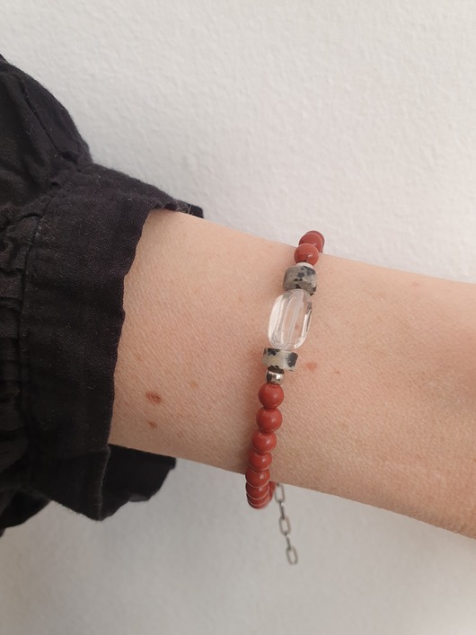 bransoletki z kamieni naturalnych Bransoletka ROOTS jaspis czerwony, kryształ górski, jaspis dalmatyński