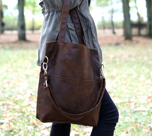Brązowa torba z zamszu ekologicznego Karolina Audycka