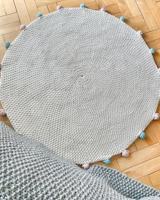 dywany Okrągły dziergany dywan DOTS  Pastel 130cm