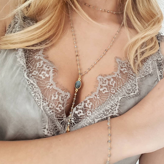 Złoty naszyjnik różaniec 90cm z labradorytami Coccola JEWELLERY