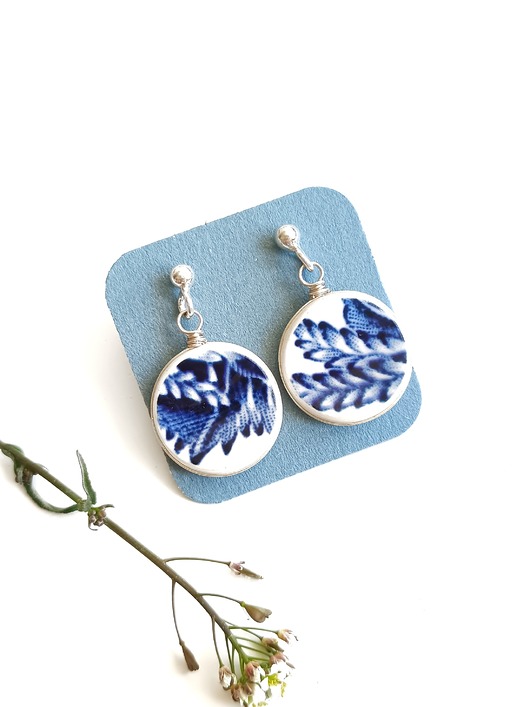 kolczyki ceramiczne Kolczyki ceramiczne w kobaltowe wzory