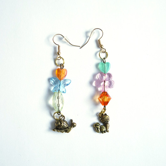 kolczyki - inne Kolczyki - Ślimak, lisiczka, koraliki