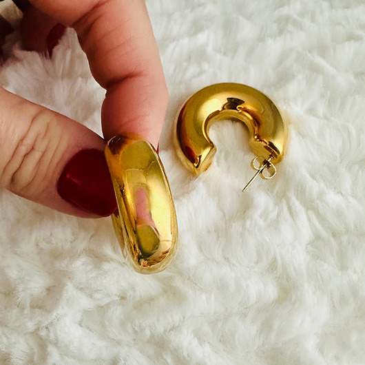 kolczyki pozłacane Złote KOLCZYKI grube koła, modne kolczyki stal szlachetna