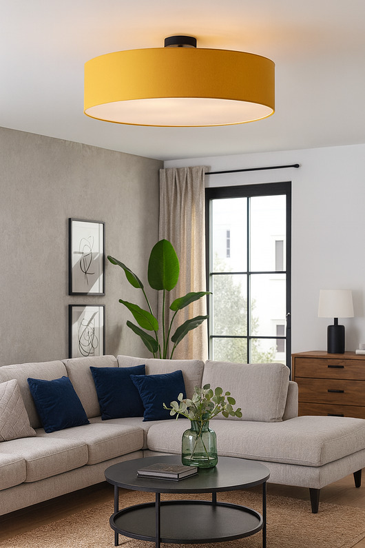 plafony Duża lampa sufitowa do salonu z tkaninowym abażurem 80 cm GRENADA