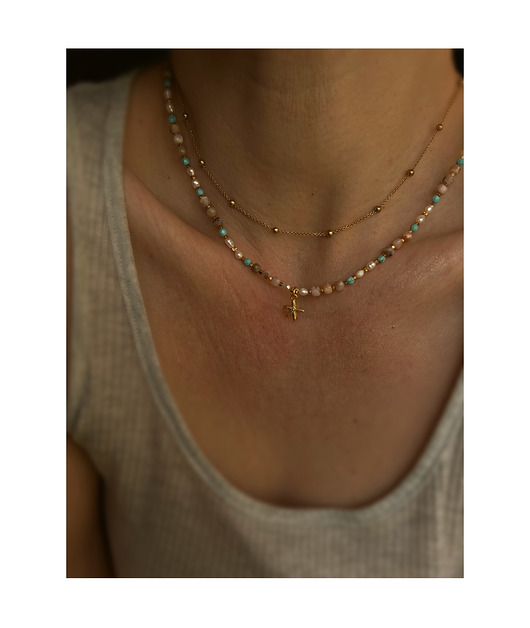 chokery Letnie Ocieplenie - Naszyjnik z Turkusem i Opalem